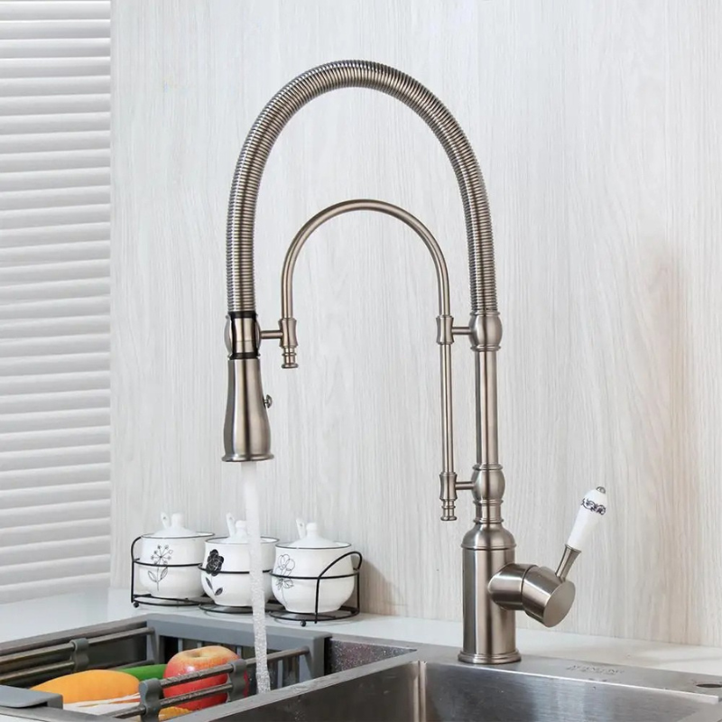 Gold & Chrome Kitchen Faucet with Sprayer