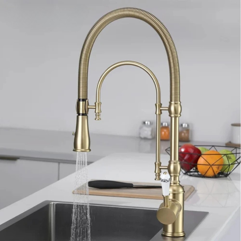 Gold & Chrome Kitchen Faucet with Sprayer