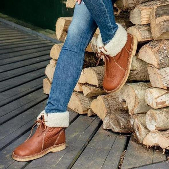 Cozy Waterproof Leather Boots with Wool Lining
