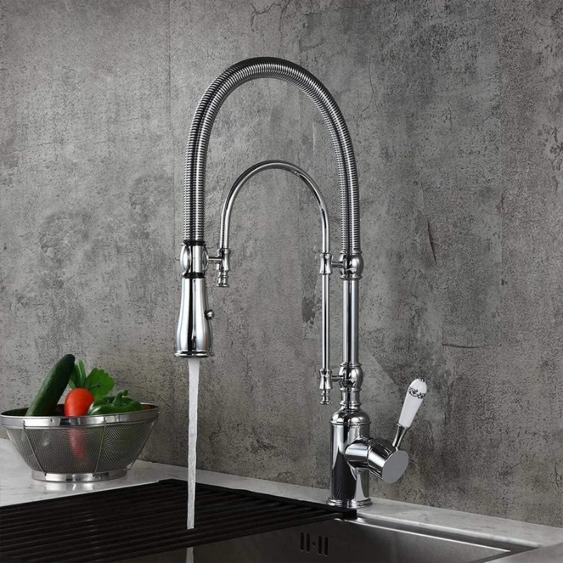 Gold & Chrome Kitchen Faucet with Sprayer