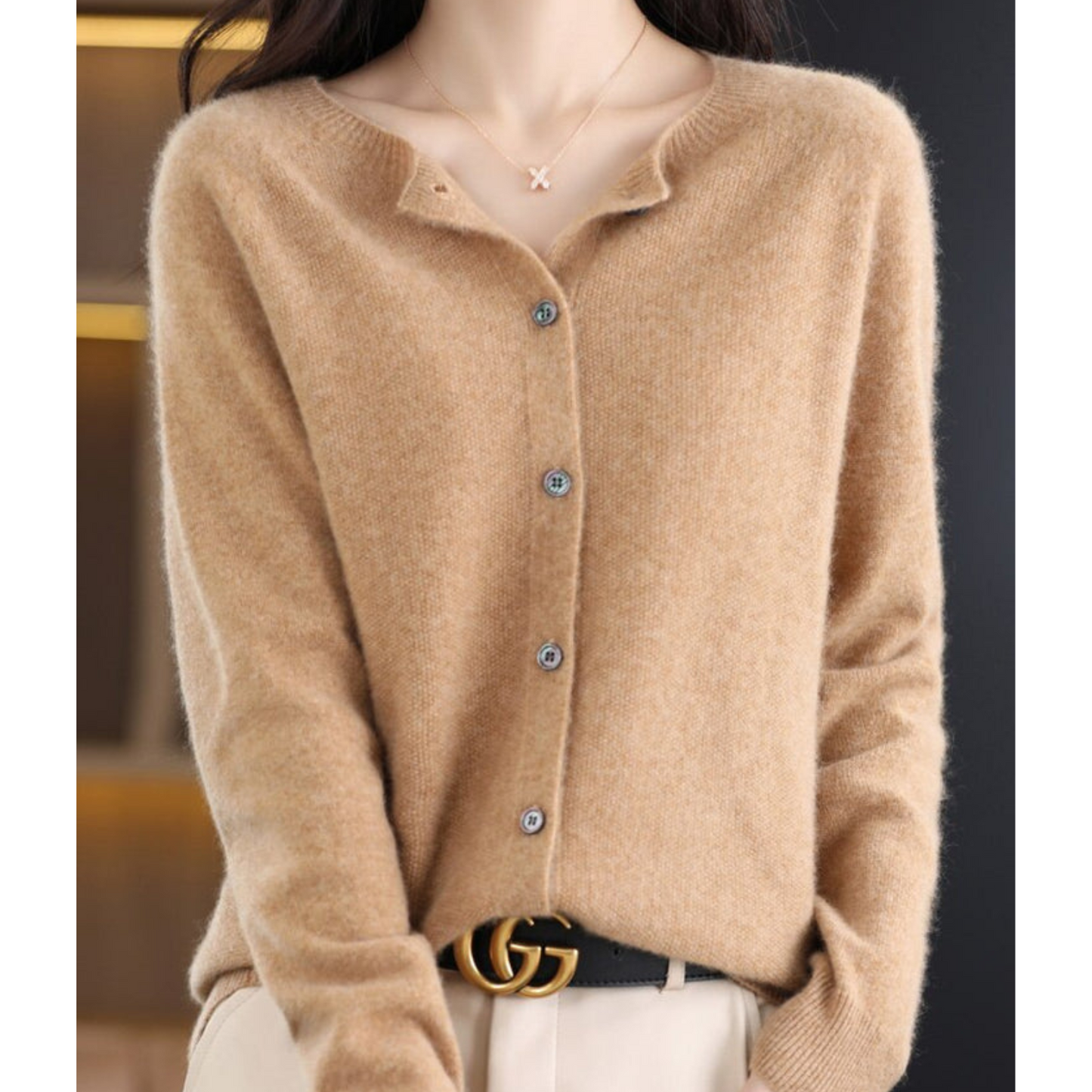 Elegant Women's V-Neck Cardigan Sweater
