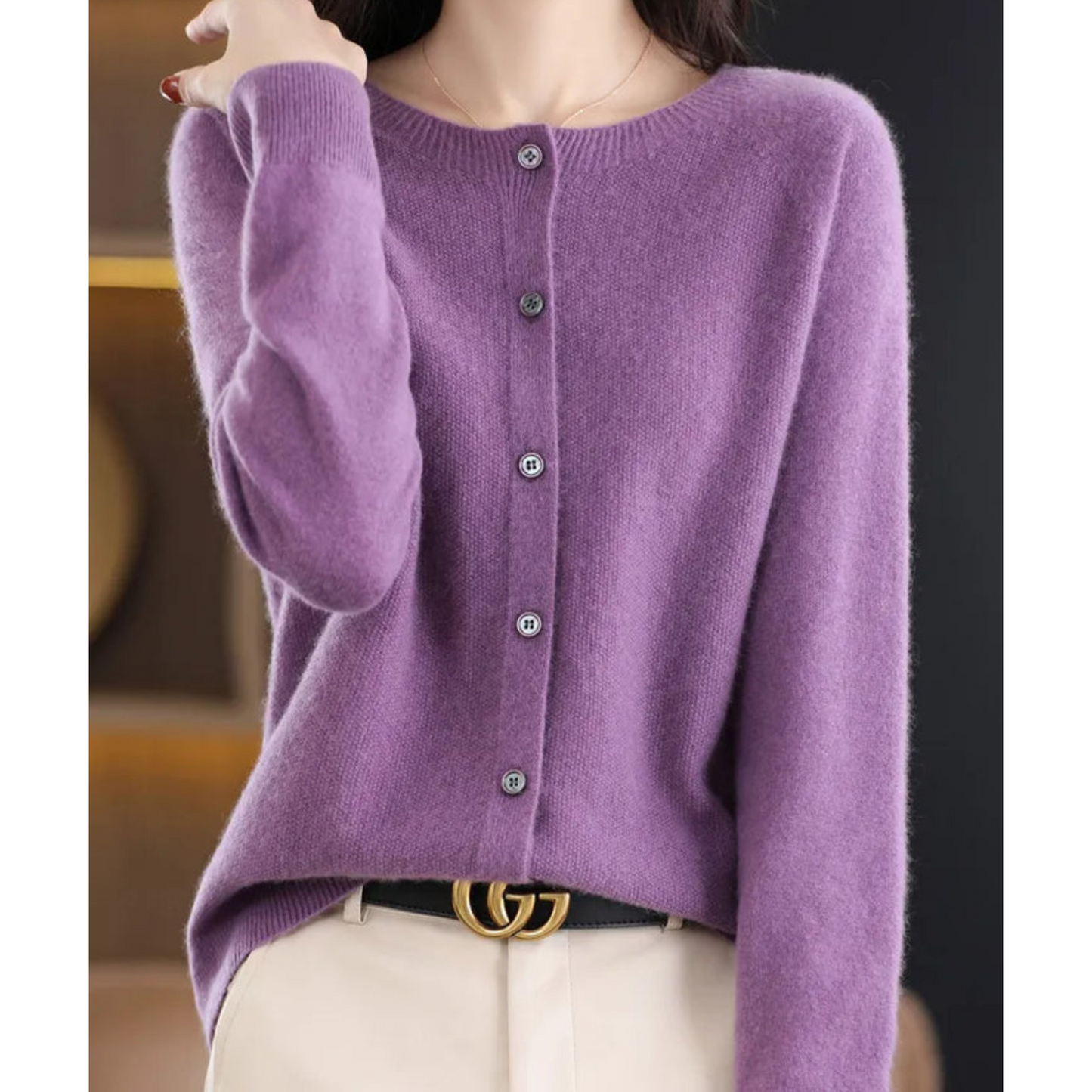 Elegant Women's V-Neck Cardigan Sweater