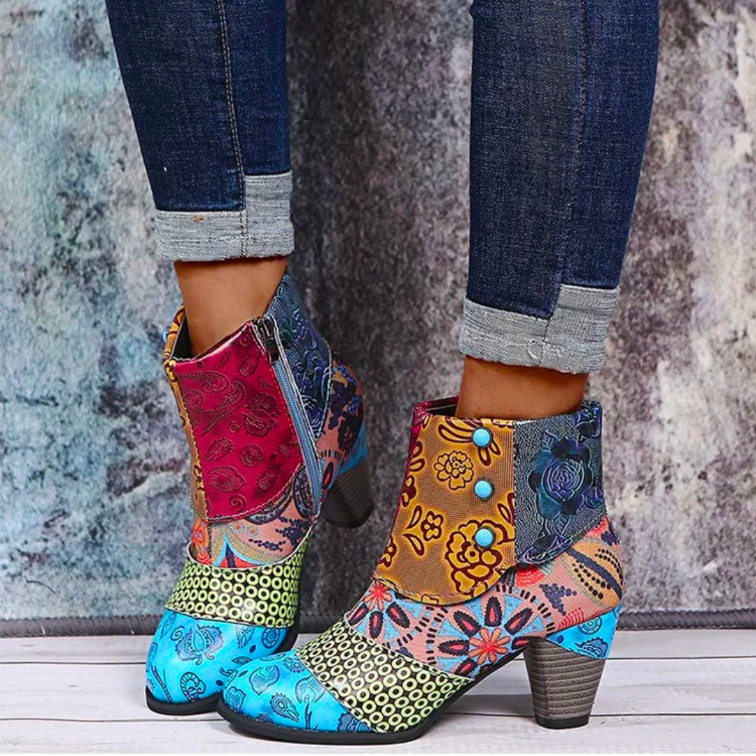 Stylish Waterproof Retro High-Heeled Boots