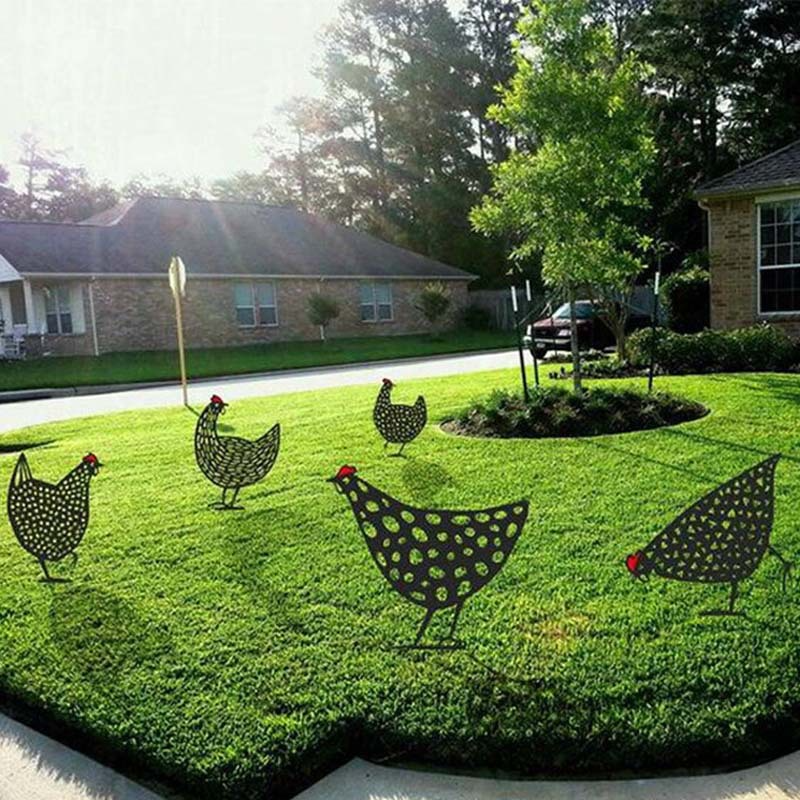 Handcrafted Metal Chicken Garden Stakes