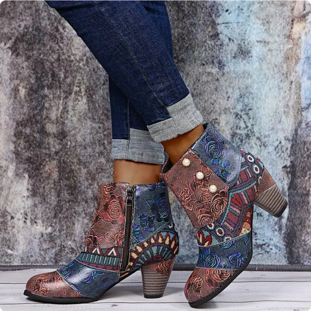 Stylish Waterproof Retro High-Heeled Boots