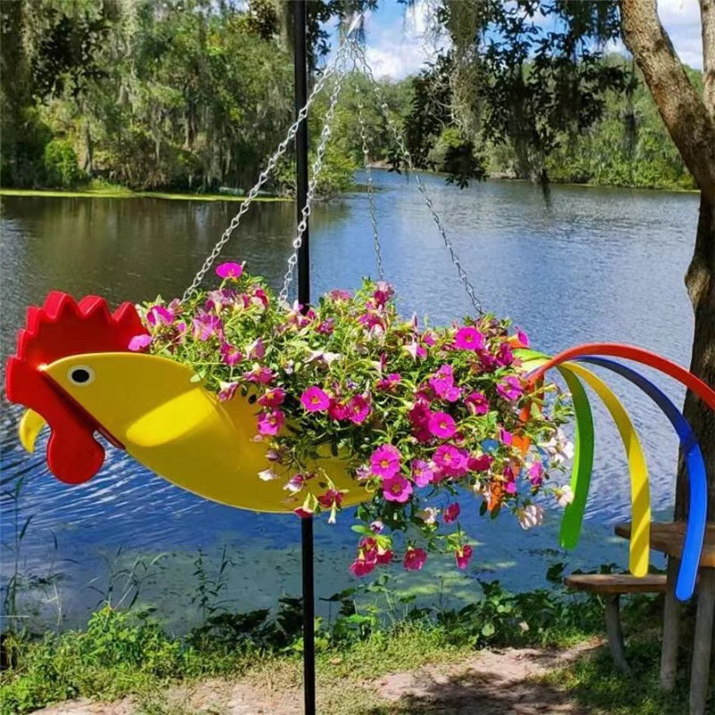 Whimsical Chicken Design Hanging Plant Bowl