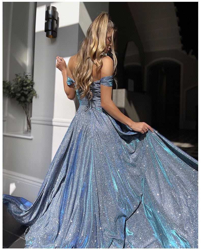 Sequin Maxi Skirt Tube Dress with Slit