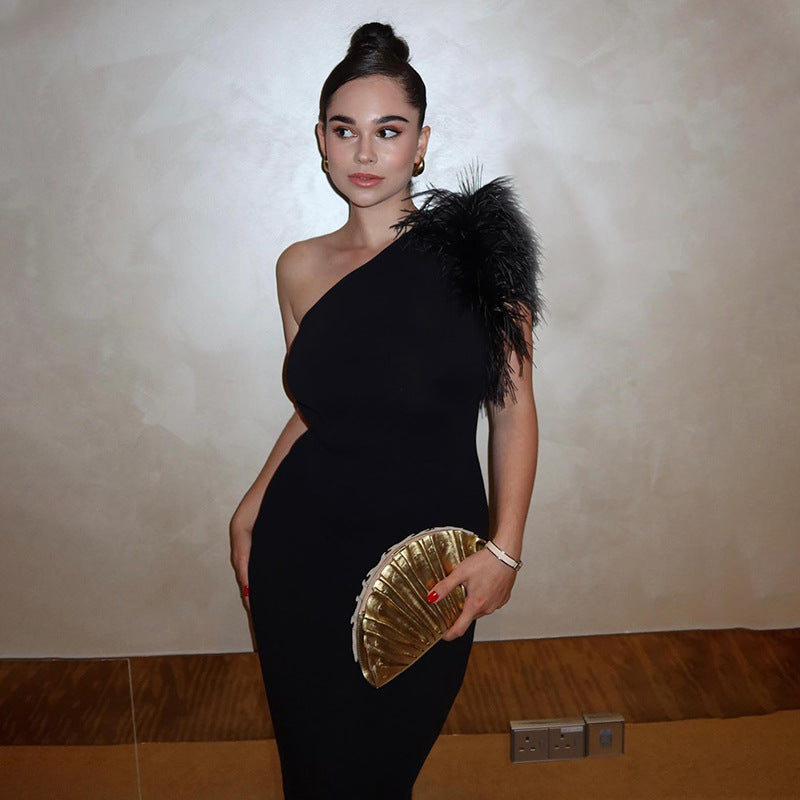 Elegant Off-Shoulder Fur Dress for All Occasions