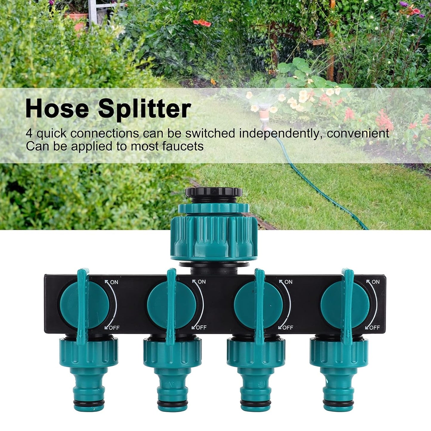 4-Way Adjustable Garden Hose Splitter