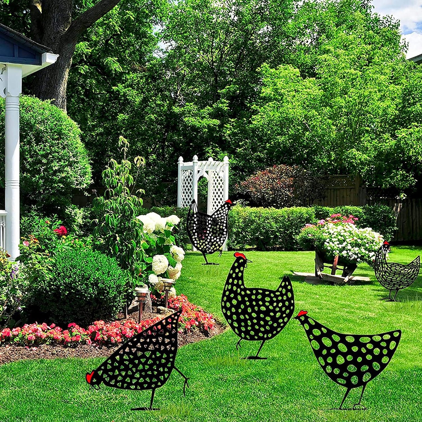 Handcrafted Metal Chicken Garden Stakes