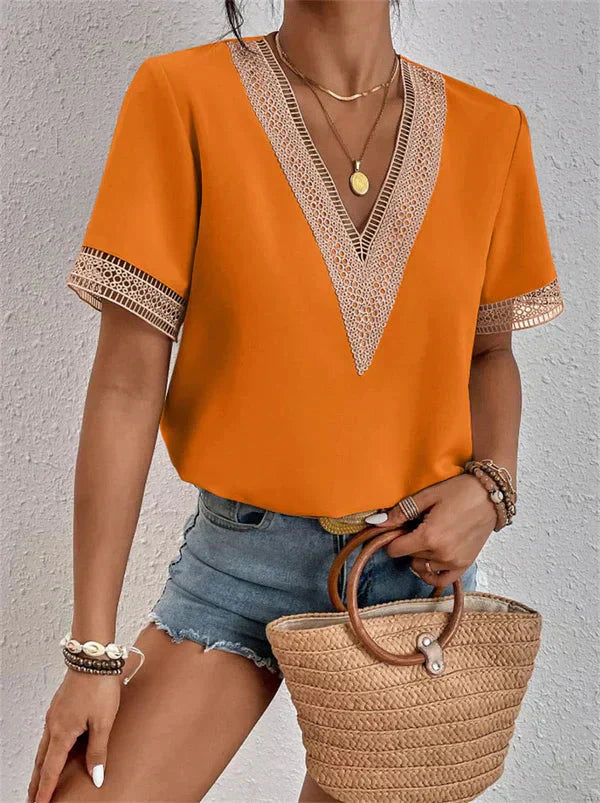 Chic Women's V-Neck Lace Top