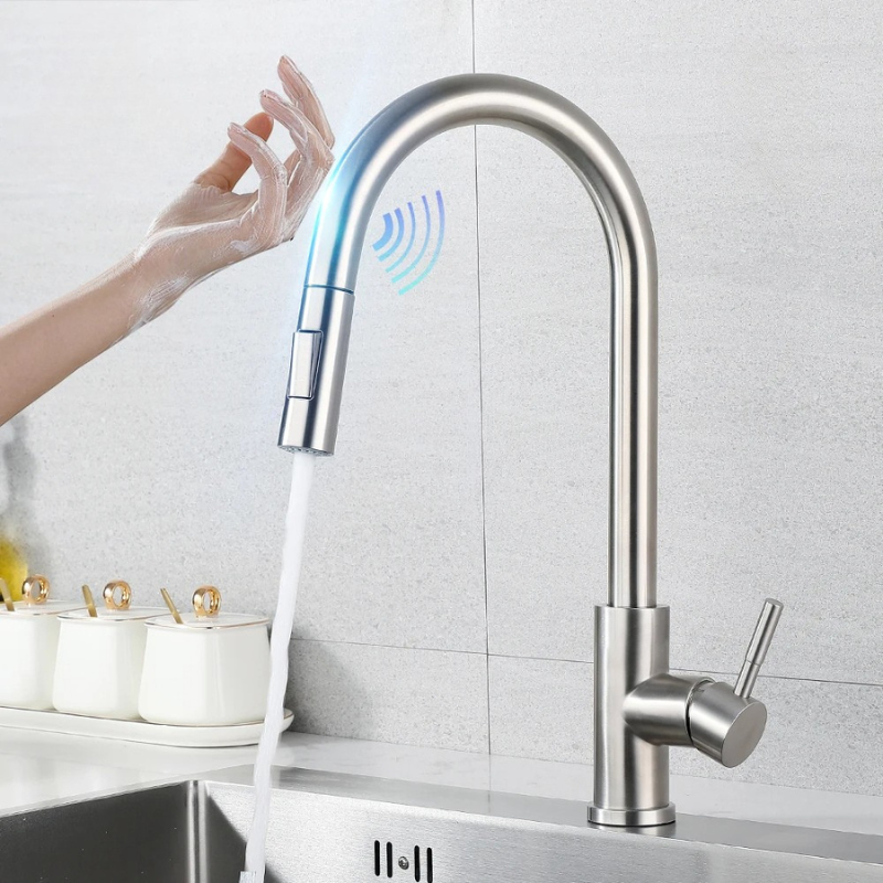 Modern Touch Sensor Kitchen Faucet with Sprayer