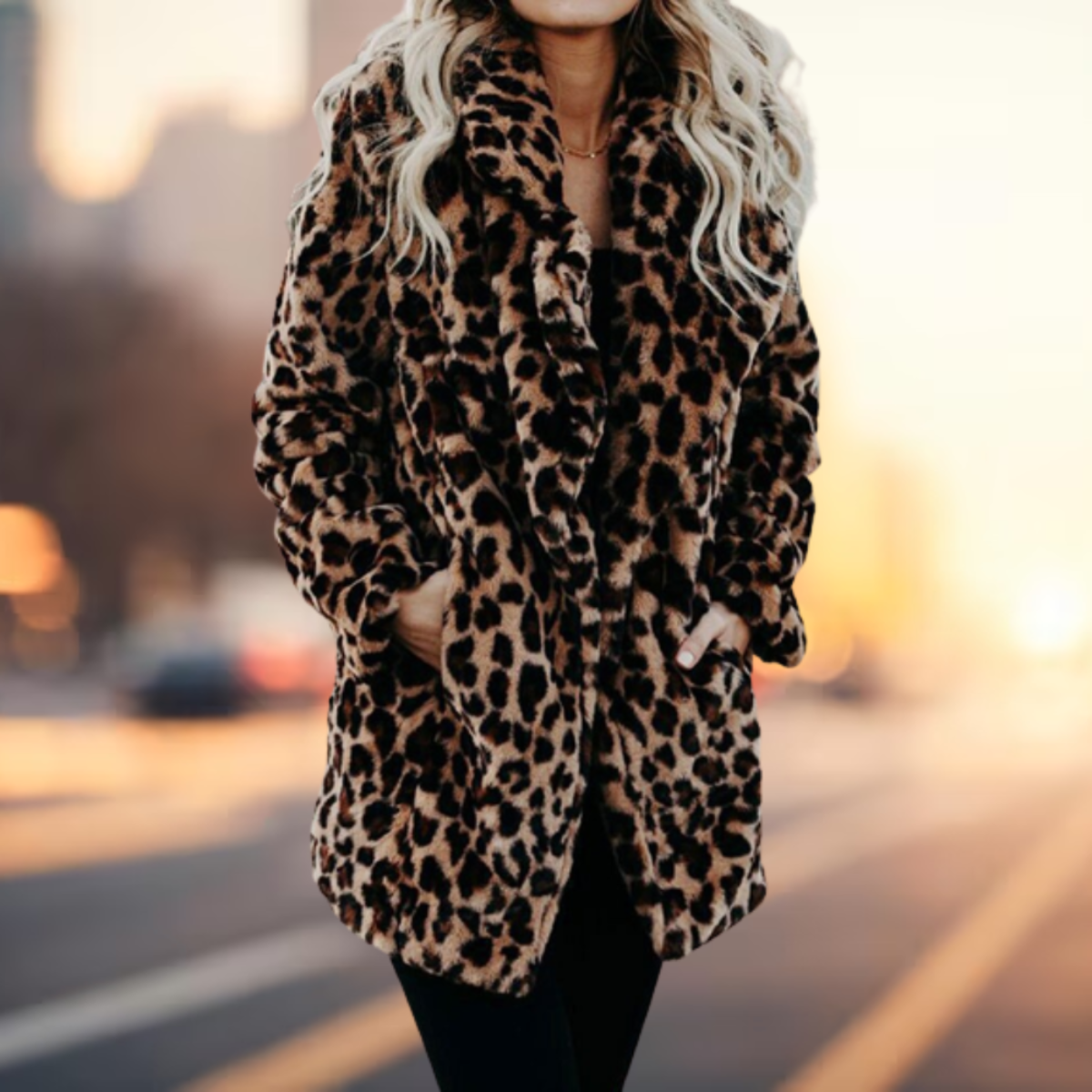 Luxurious Leopard Print Plush Fur Jacket