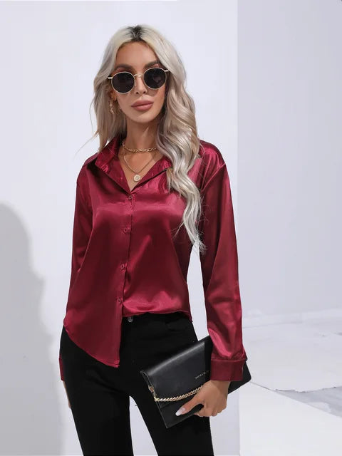 Elegant Women's Satin Blouse - Timeless Style