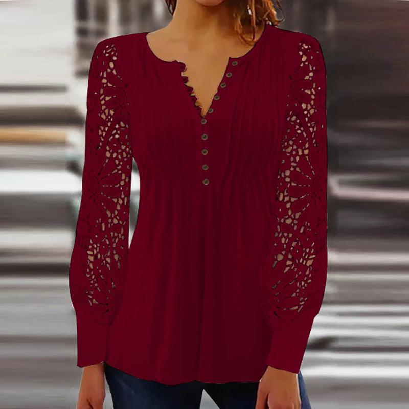 Cutipie™ Elegant Long Sleeve Floral Blouse