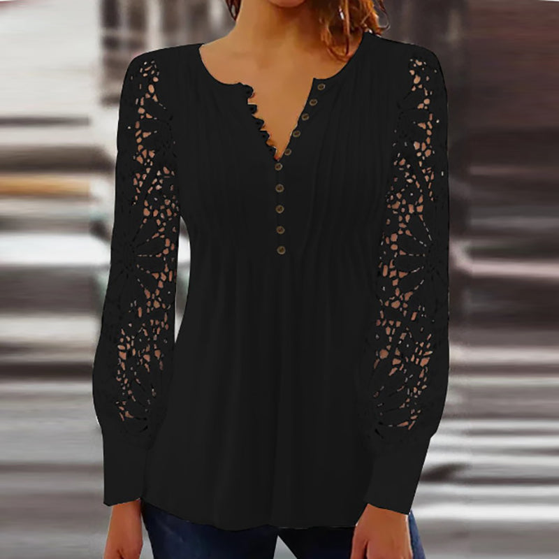 Cutipie™ Elegant Long Sleeve Floral Blouse