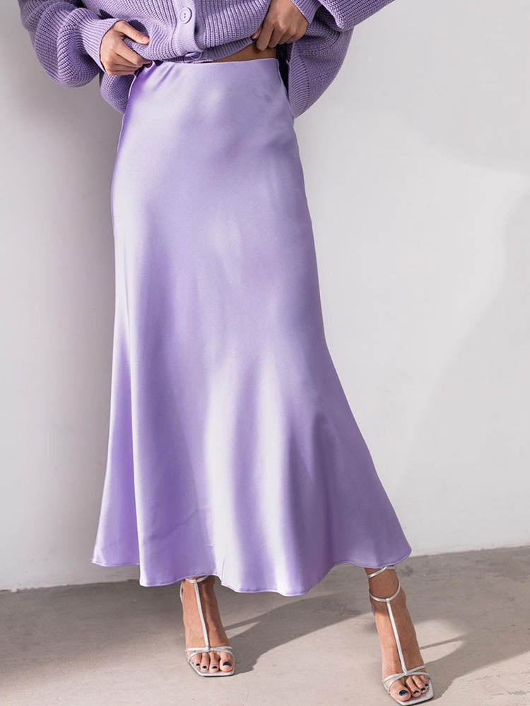 Elegant Satin Midi Skirt - Luxurious Style