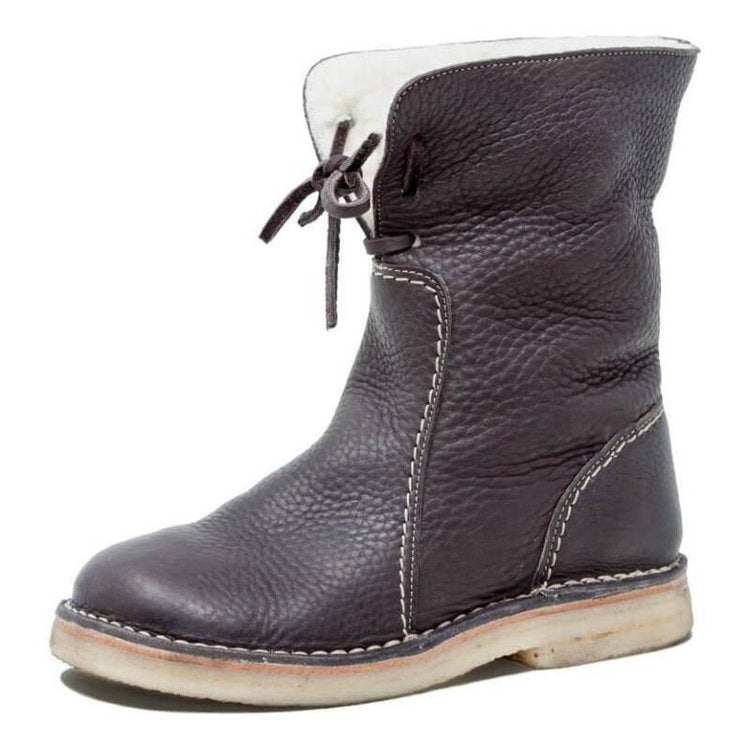 Cozy Waterproof Leather Boots with Wool Lining