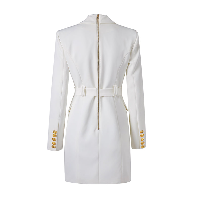 Elegant Blazer Dress with Waist Belt
