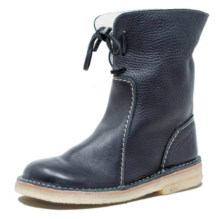 Cozy Waterproof Leather Boots with Wool Lining