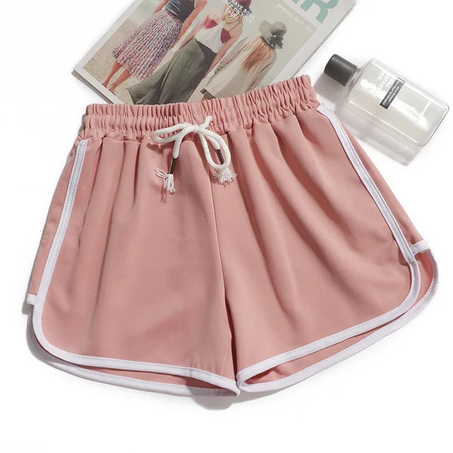 Breathable Striped Women's Elastic Waist Shorts