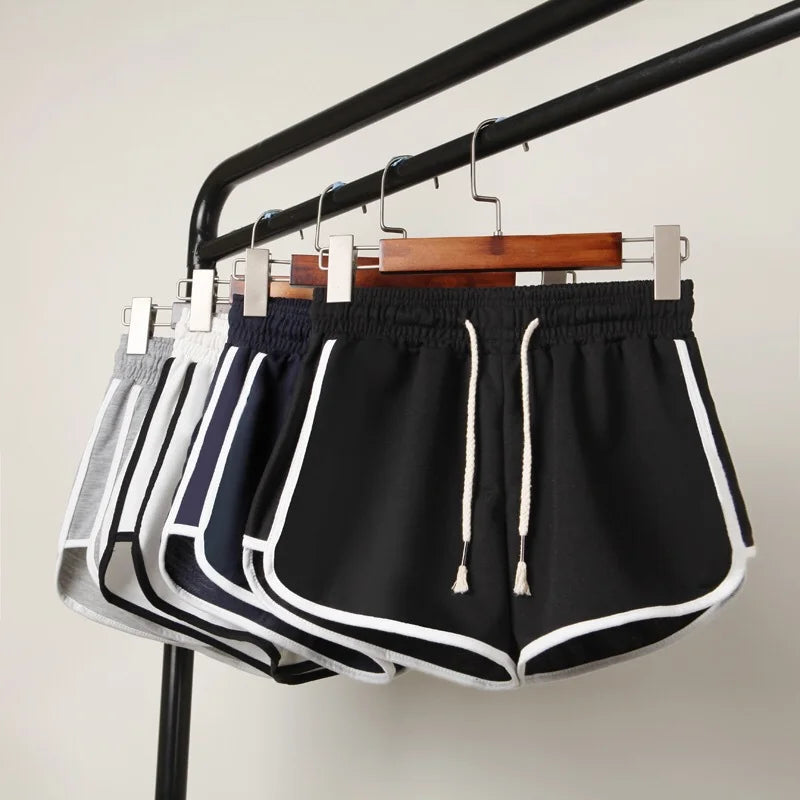 Breathable Striped Women's Elastic Waist Shorts