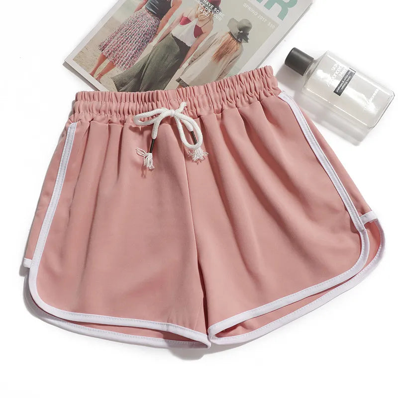 Breathable Striped Women's Elastic Waist Shorts