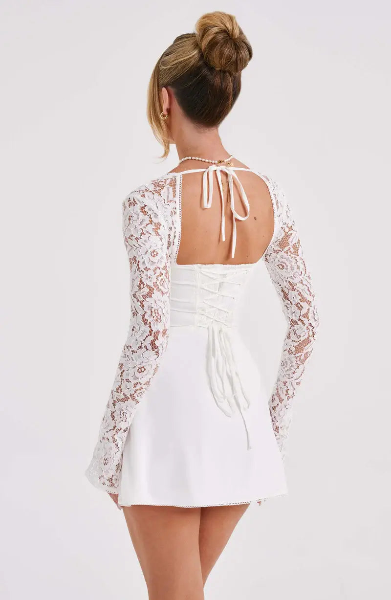 Elegant Satin Mini Dress with Lace