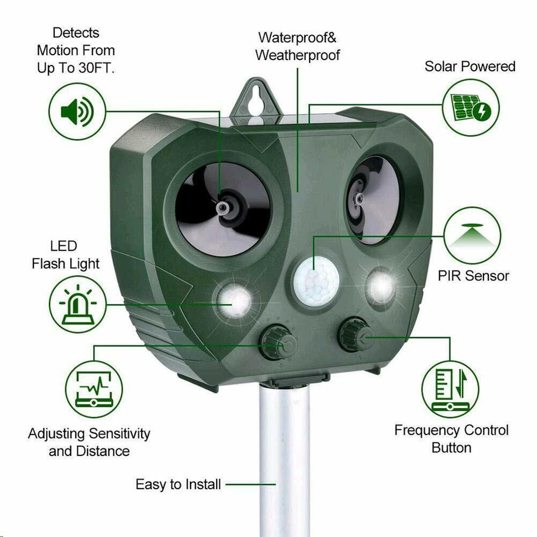 Solar Ultrasonic Pest Repeller for Gardens
