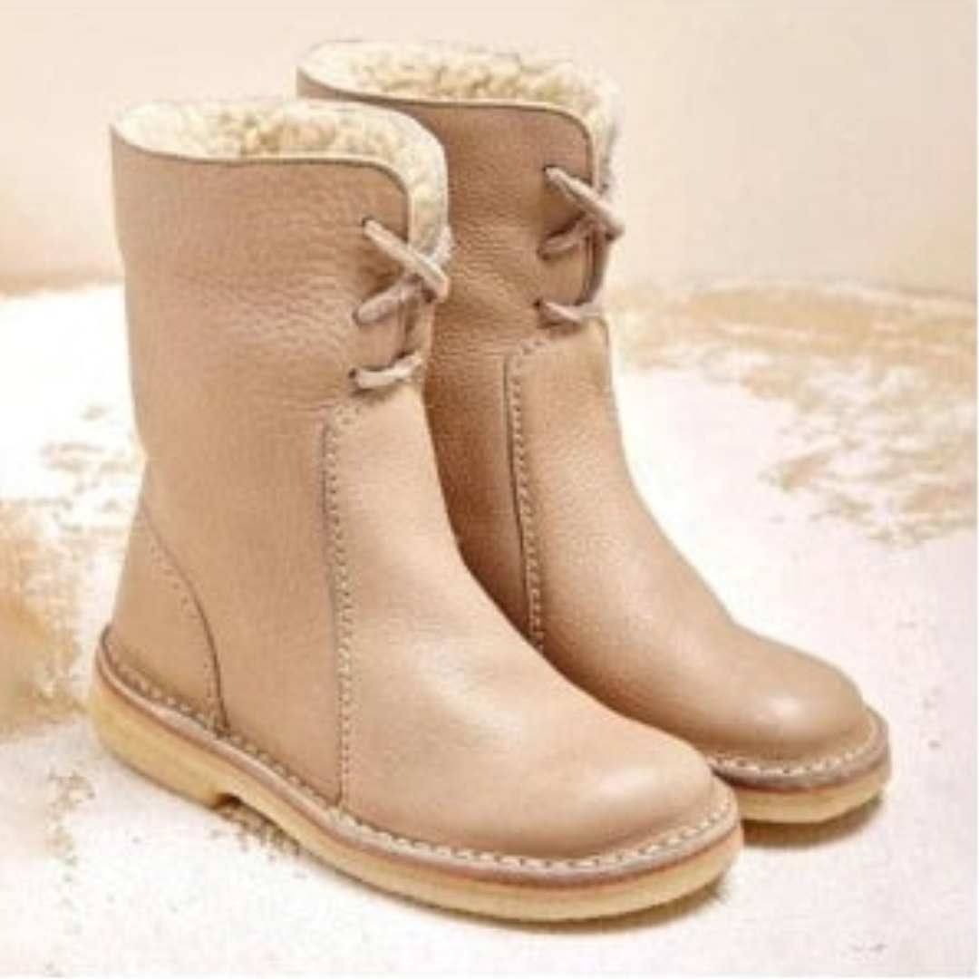 Cozy Waterproof Leather Boots with Wool Lining