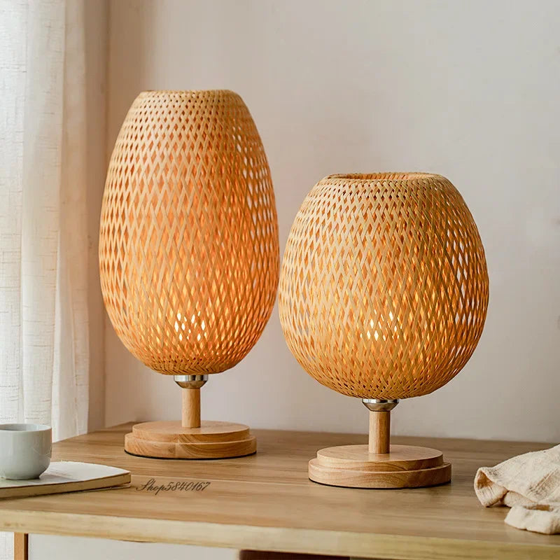 BAMBOO LUMINA – Vintage Table Lamp with Rustic Charm