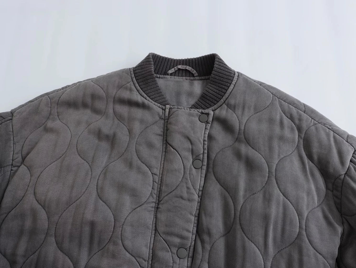 Trendy Women's Oversized Gray Bomber Jacket