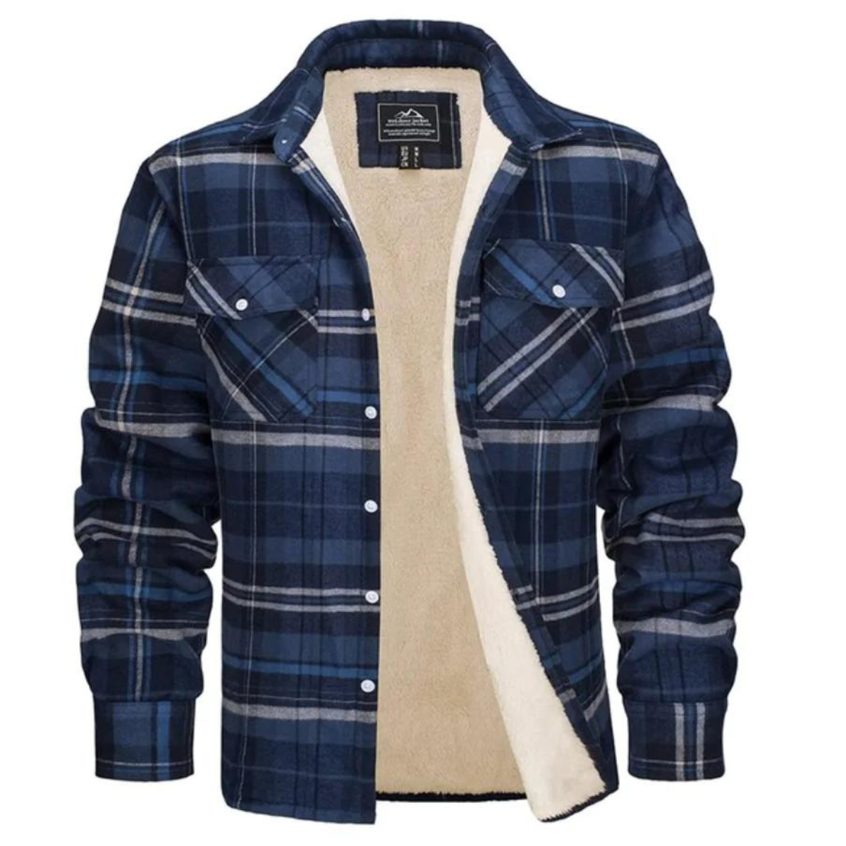 Fleece-Lined Checked Winter Jacket for Men