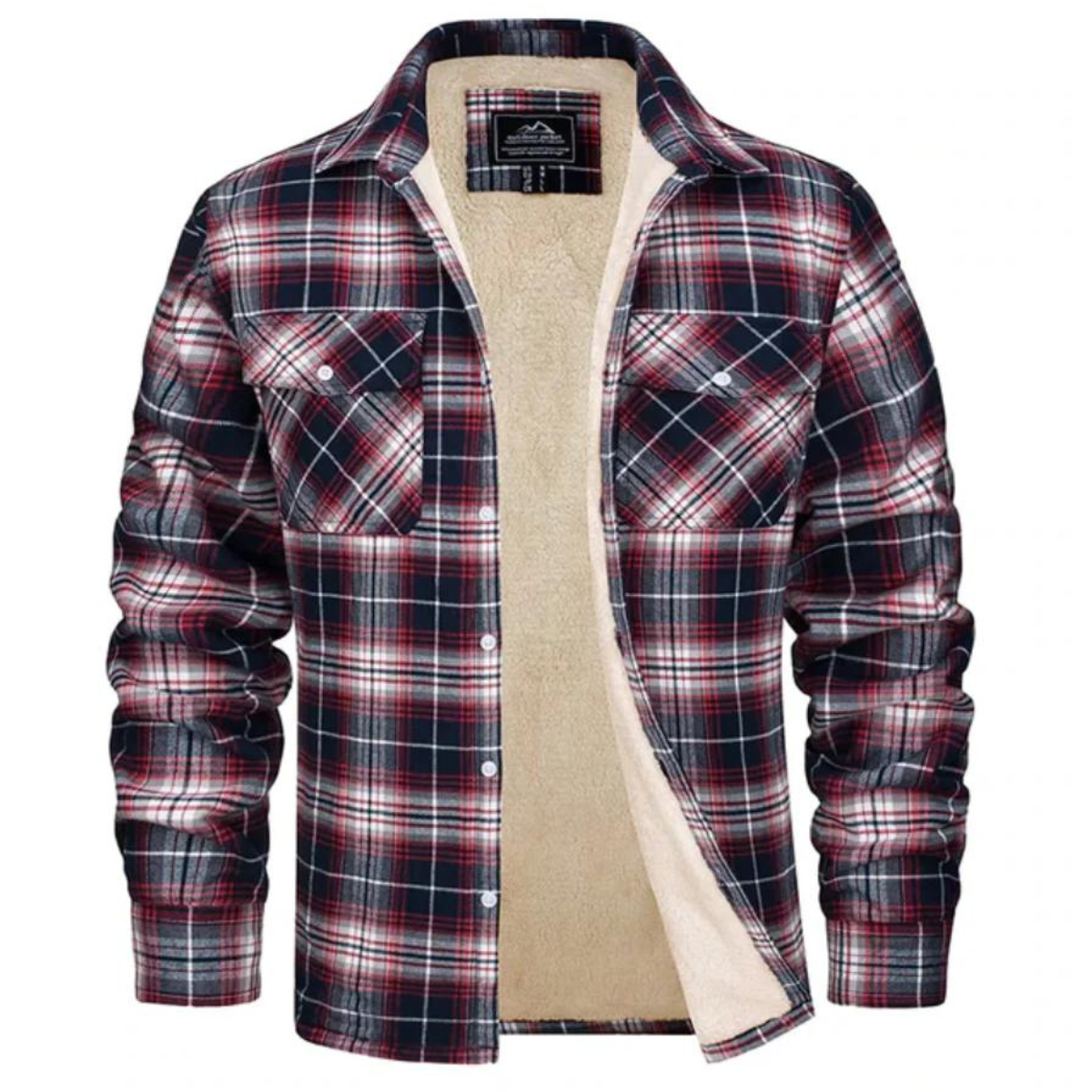 Fleece-Lined Checked Winter Jacket for Men