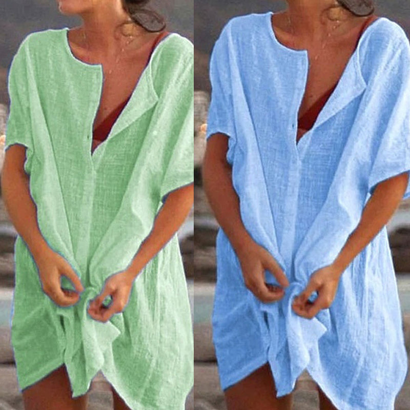 Chic Linen Beach Cover-Up Dress