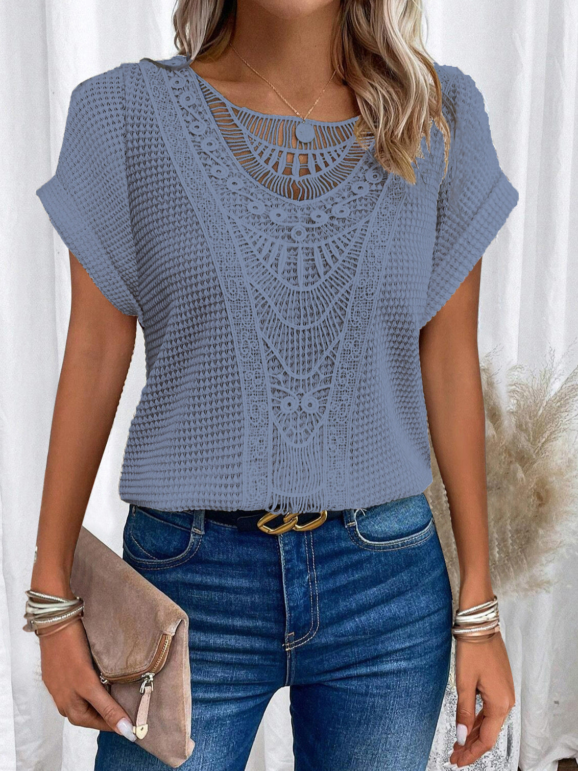 Elegant Lace Patchwork Women's T-Shirt
