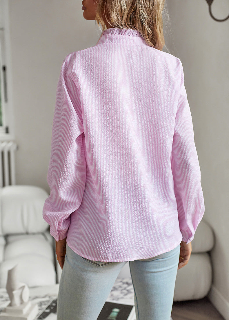 Chic Striped Ruffle Blouse for Women