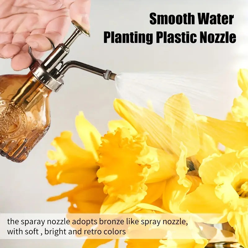 Vintage Glass Plant Sprayer with Metal Nozzle