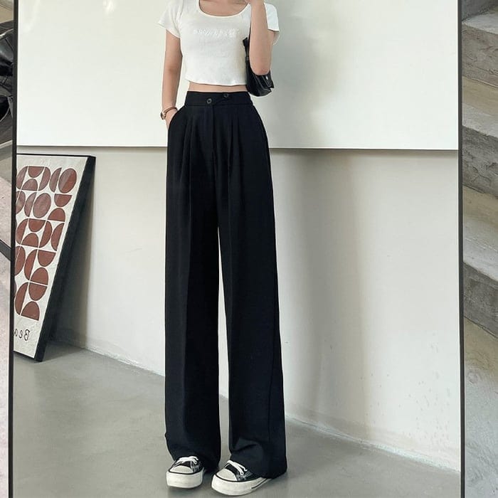 Elegant Wide-Leg Silk Trousers for Women