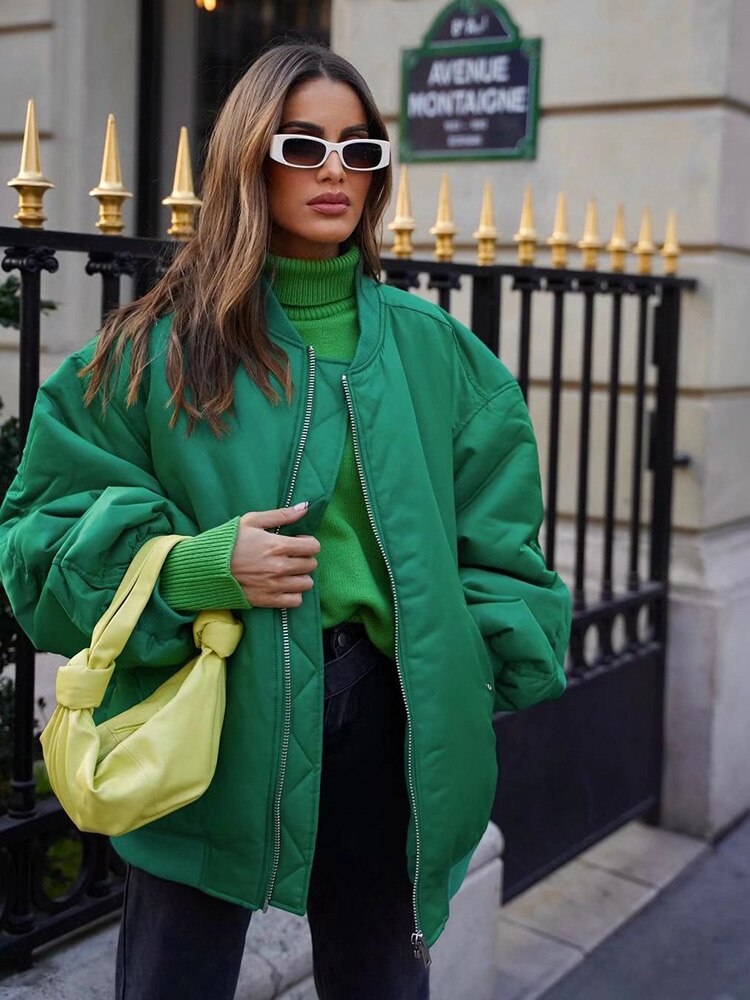 Trendy Oversized Tweed Bomber Jacket