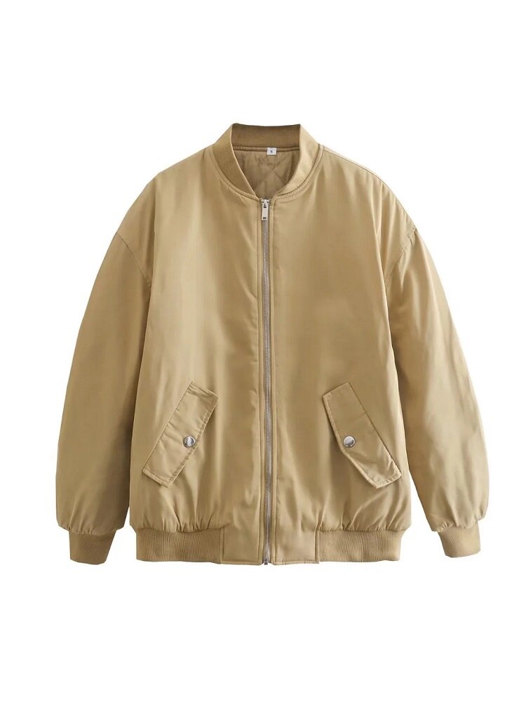 Trendy Oversized Tweed Bomber Jacket