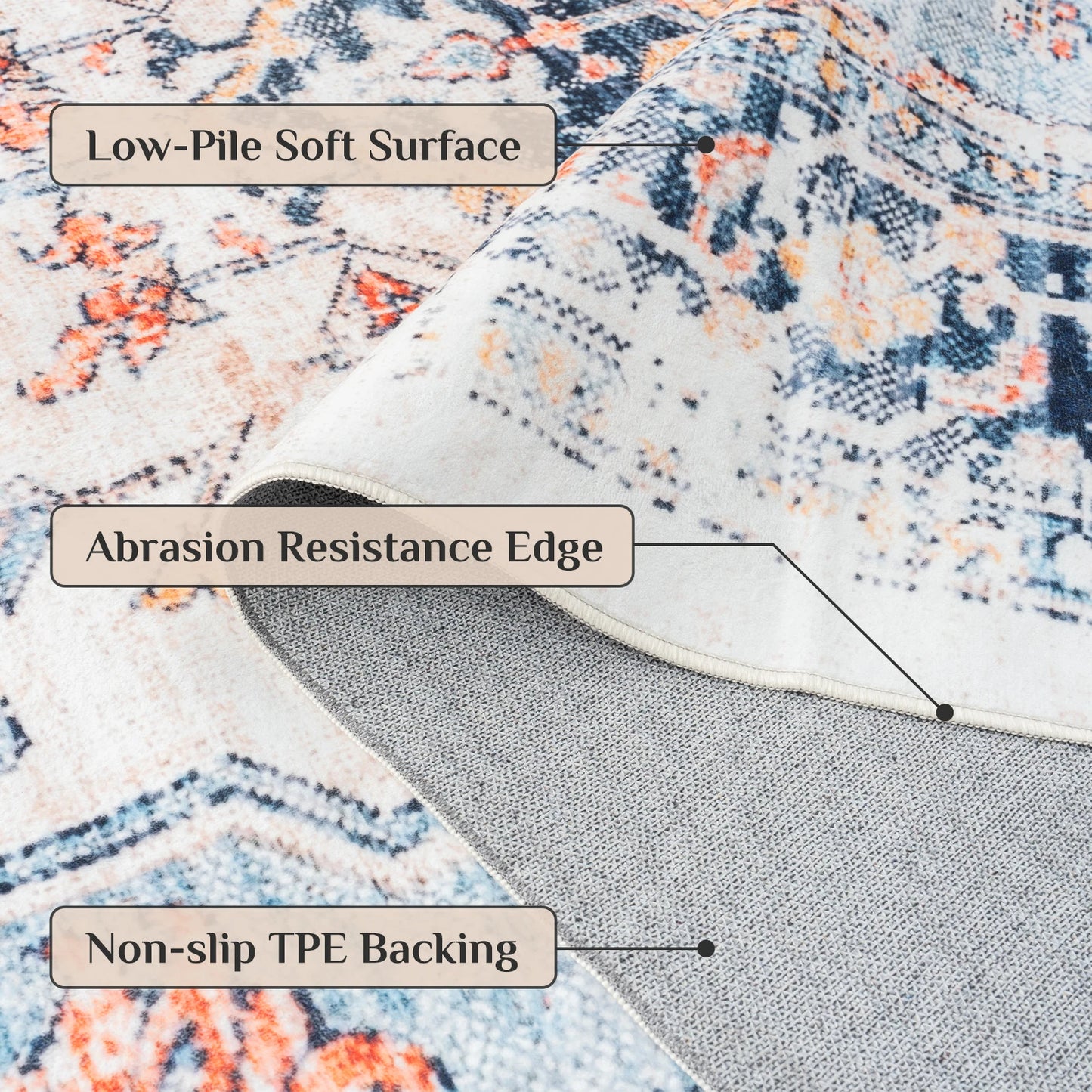 Vintage Washable Area Boho Rug