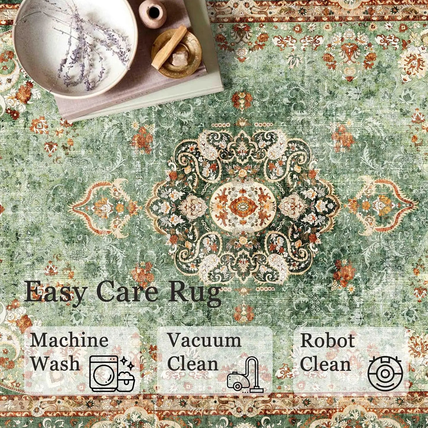 Sienna Distressed Washable Boho Rug