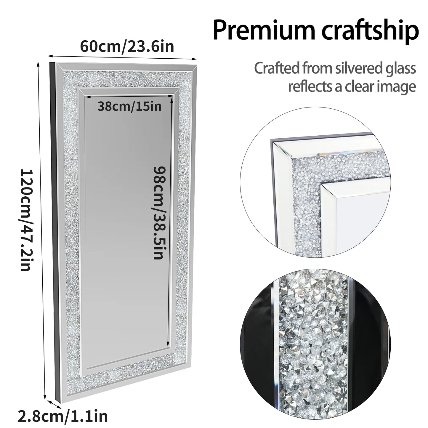 XXXL Large Diamond Decorative Wall Mirror