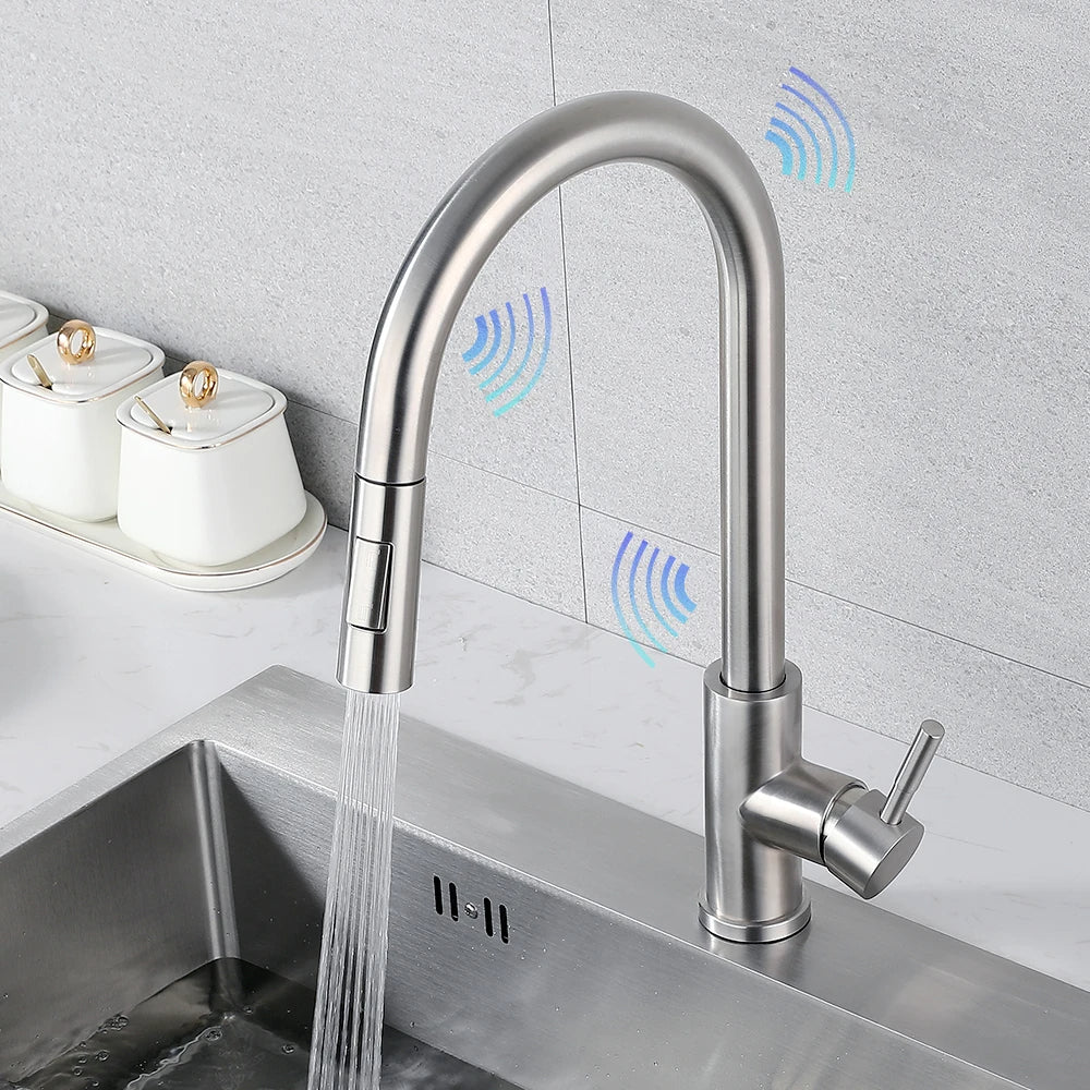 Modern Touch Sensor Kitchen Faucet with Sprayer