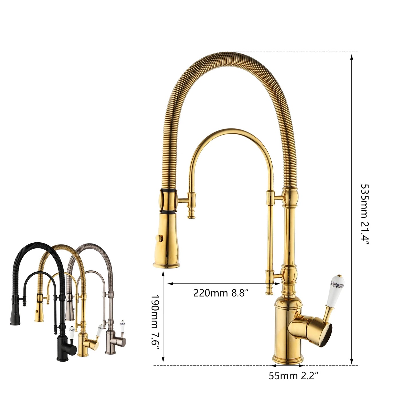 Gold & Chrome Kitchen Faucet with Sprayer