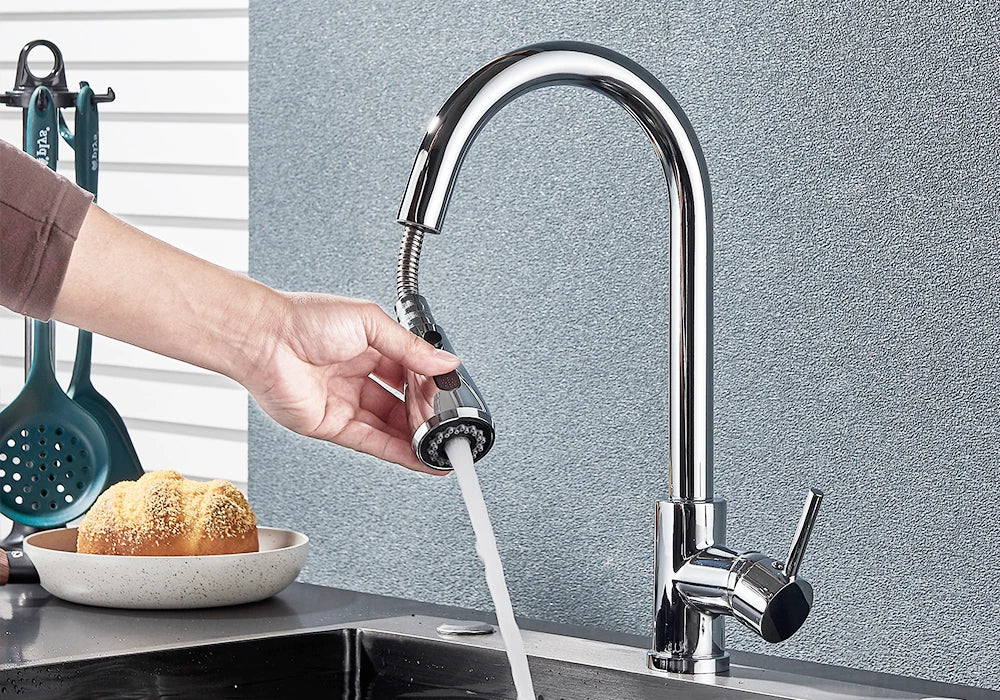 Pull-Out Kitchen Faucet with Sprayer & Dual Modes