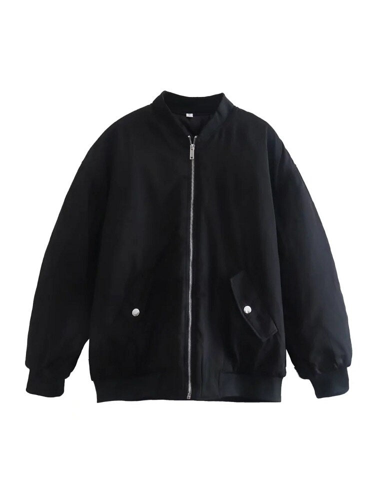Trendy Oversized Tweed Bomber Jacket