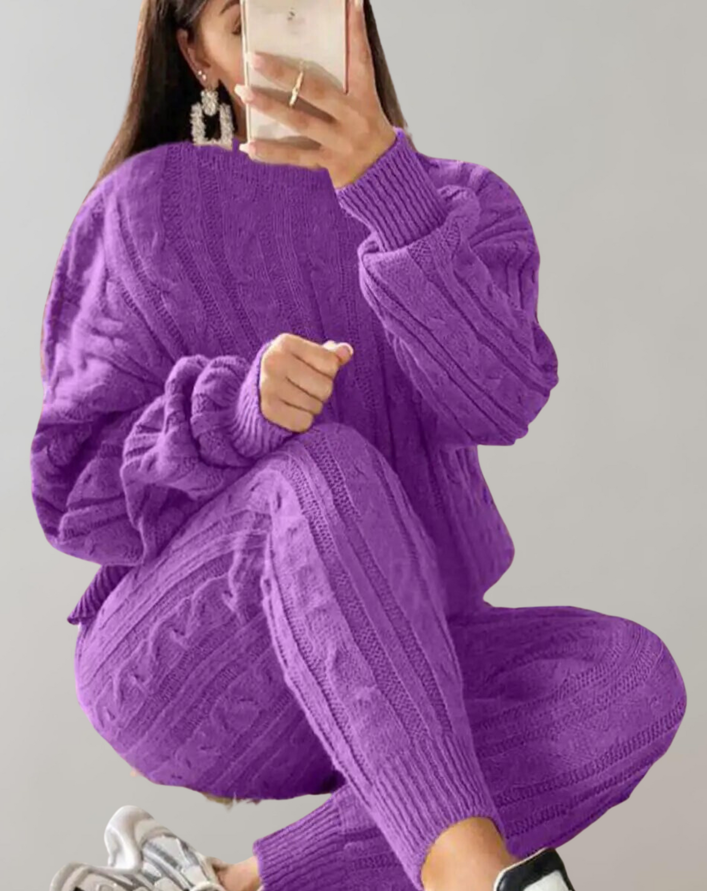 Chic Knitted Sweater and Pants Set
