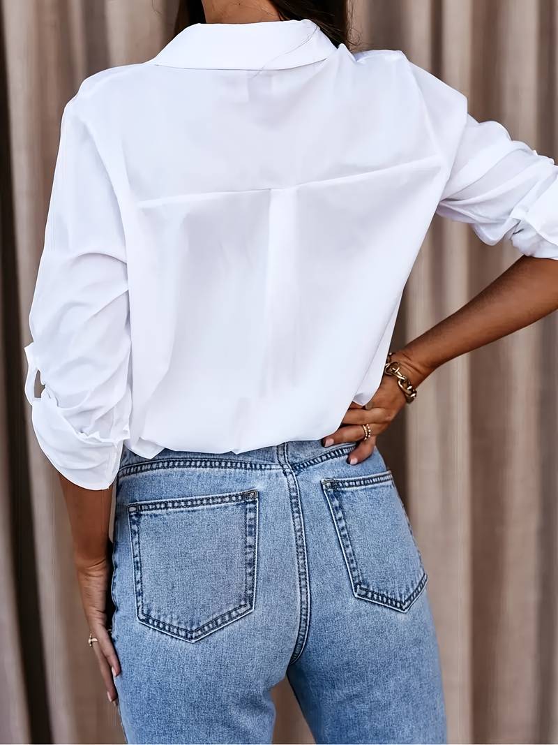 Chic Women's Button-Up Long Sleeve Blouse